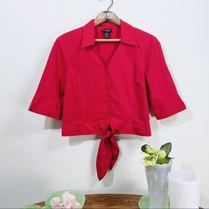 Rafaella Cropped Front Tie Blouse